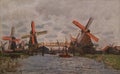 Windmills near Zaandam, 1871 by impressionist Claude Monet